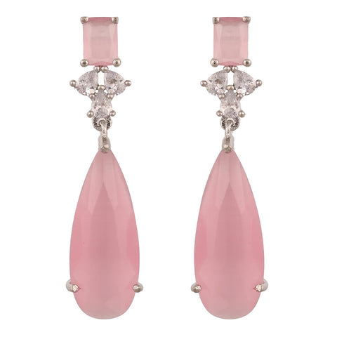 Silver Plated American Diamond CZ Dangle Drop Earrings