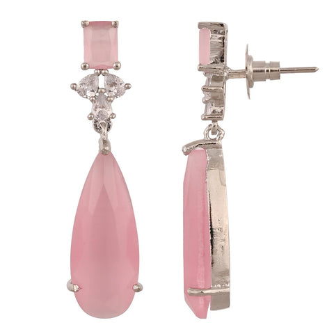 Silver Plated American Diamond CZ Dangle Drop Earrings