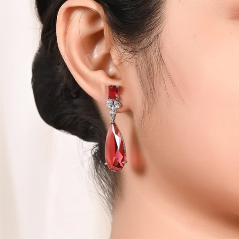 Silver Plated American Diamond CZ Dangle Drop Earrings