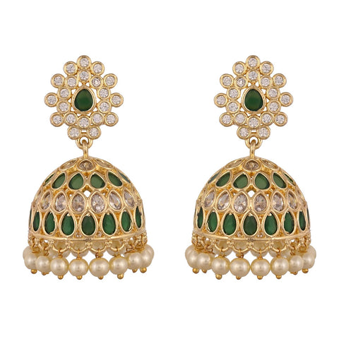 Gold Plated American Diamond CZ Jhumki Drop Earrings