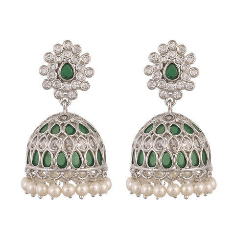 Gold Plated American Diamond CZ Jhumki Drop Earrings