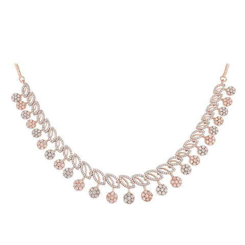 Rose Gold Plated Timeless CZ Necklace Set for a Classic Look