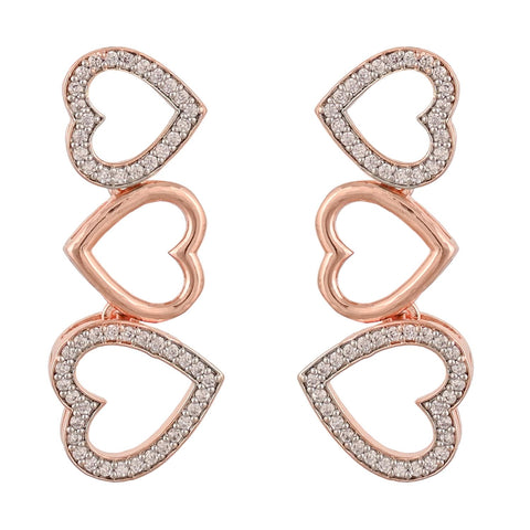 Rose Gold Plated American Diamond CZ Heart Necklace Set