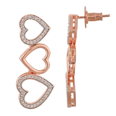 Rose Gold Plated American Diamond CZ Heart Necklace Set