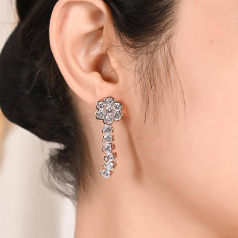 Rose Gold Plated American Diamond CZ Double Layer Necklace Set