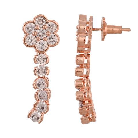 Rose Gold Plated American Diamond CZ Double Layer Necklace Set