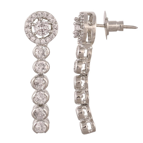 Silver Plated American Diamond CZ Double Layer Necklace Set