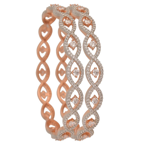 Rose Gold Plated Round CZ American Diamond Bangle