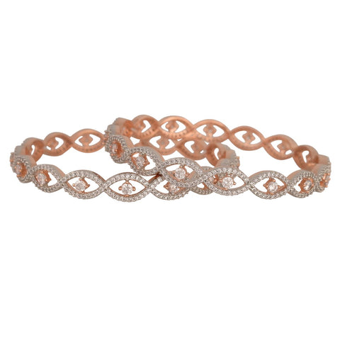 Rose Gold Plated Round CZ American Diamond Bangle