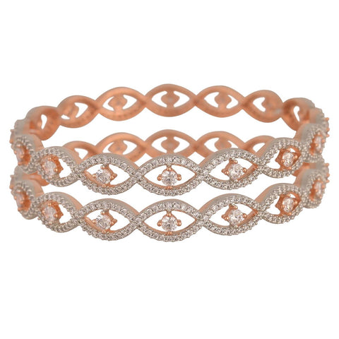 Rose Gold Plated Round CZ American Diamond Bangle