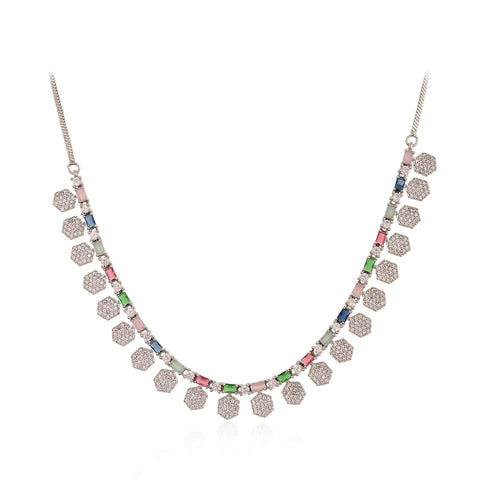 Timeless Multi Drop CZ Necklace Set for a Classic and Sophisticated Look