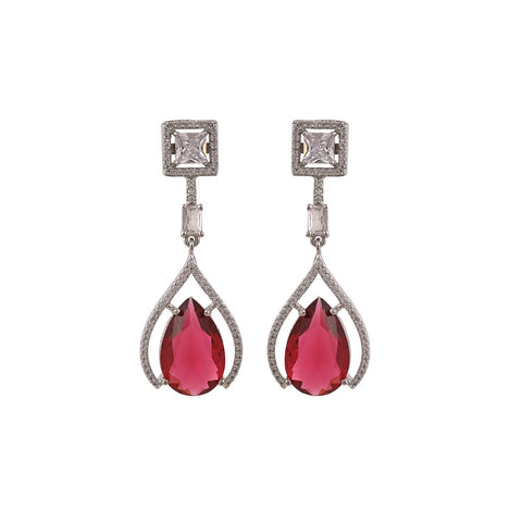 CZ Red Earrings for Women