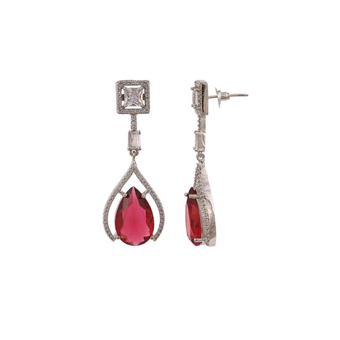 CZ Red Earrings for Women