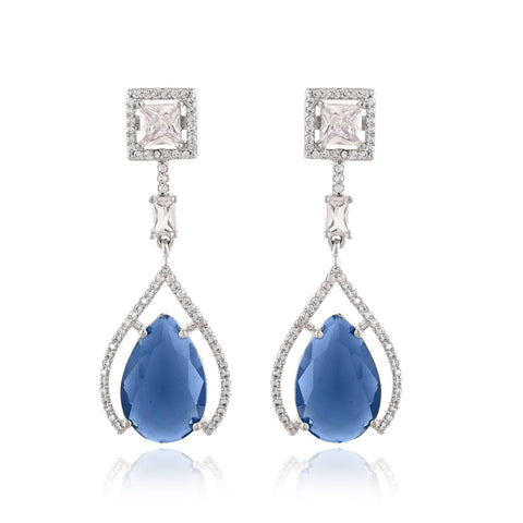 CZ Silver Plated Dangler Statement Earrings for Women