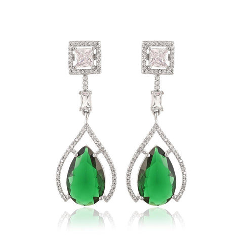 CZ Silver Plated Dangler Statement Earrings for Women
