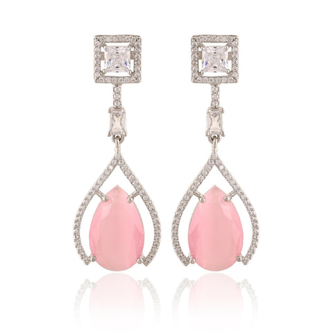 CZ Silver Plated Dangler Statement Earrings for Women
