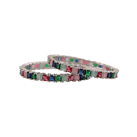 Silver Plated American Diamond CZ Multi Stylish Bangles