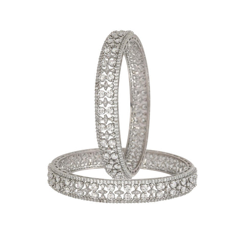 Silver Plated American Diamond Satina Delicate CZ Bangles