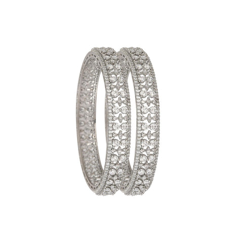 Silver Plated American Diamond Satina Delicate CZ Bangles