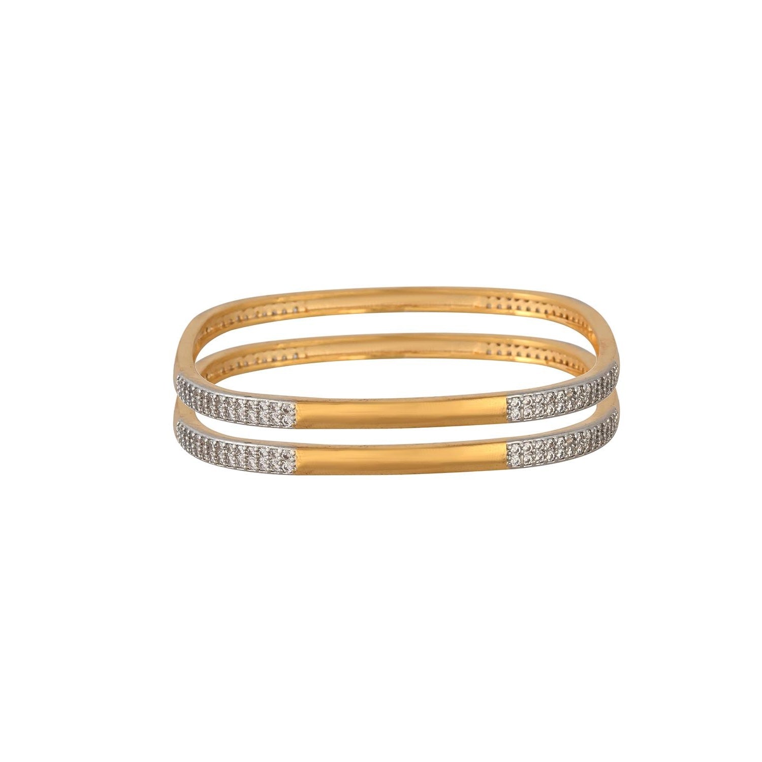 Gold Plated American Diamond CZ Square Shape Modern Chic Bangles ...