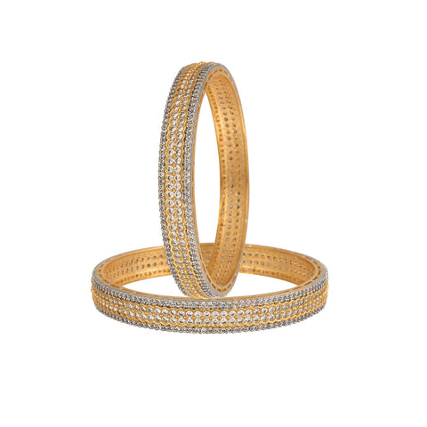 Gold Silver Dual Plated American Diamond CZ White  Kada Bangles for Women