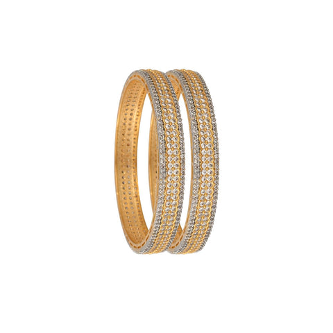 Gold Silver Dual Plated American Diamond CZ White  Kada Bangles for Women