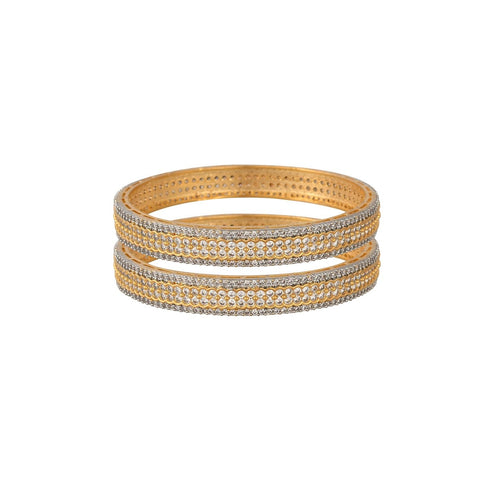 Gold Silver Dual Plated American Diamond CZ White  Kada Bangles for Women