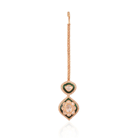 Gold Plated Green Enamel Kundan Bridal Wedding Necklace Set With Earring
