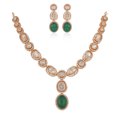 Heather Classic Kundan  Red & Green Wedding Necklace Set