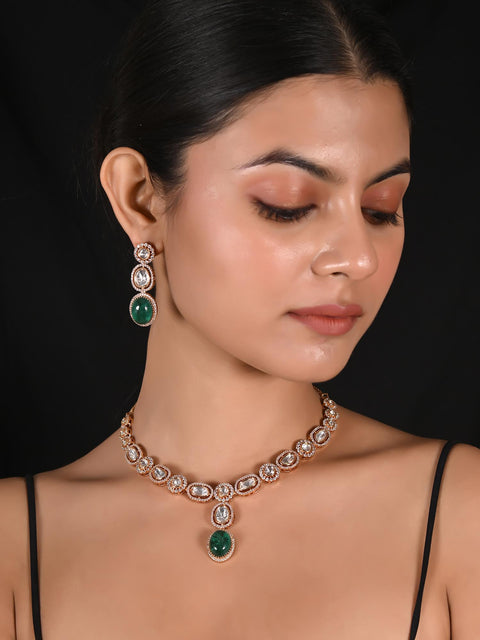 Heather Classic Kundan  Red & Green Wedding Necklace Set