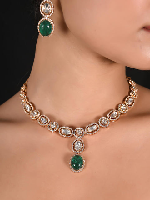 Heather Classic Kundan  Red & Green Wedding Necklace Set