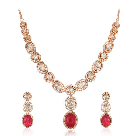 Heather Classic Kundan  Red & Green Wedding Necklace Set