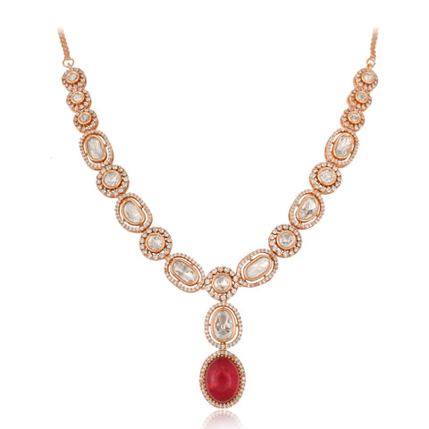 Heather Classic Kundan  Red & Green Wedding Necklace Set