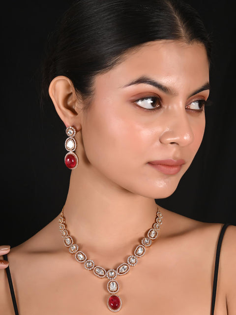 Heather Classic Kundan  Red & Green Wedding Necklace Set
