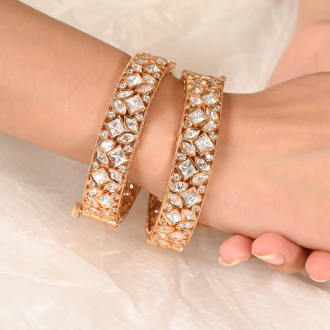 Kundan Diamond CZ  Openable Kada Bangles