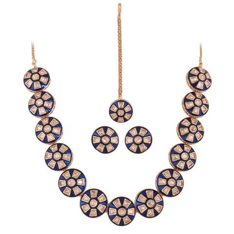 Premium Kundan CZ Motif Necklace Set for a Classic & Sophisticated Look