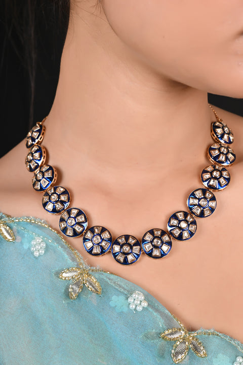 Premium Kundan CZ Motif Necklace Set for a Classic & Sophisticated Look