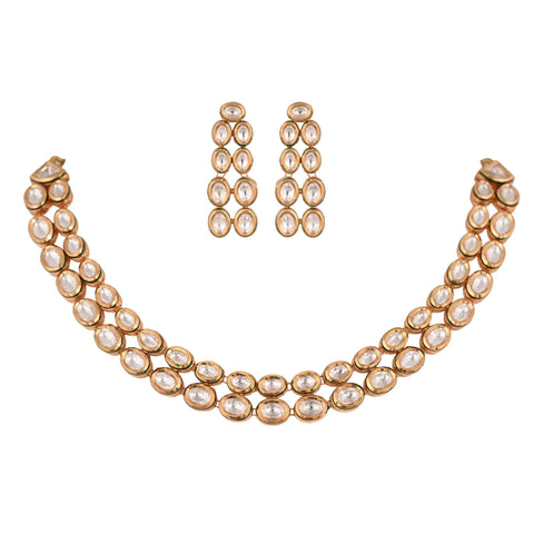 Premium Kundan Double Layer Necklace Jewellery Set for a Classic & Sophisticated Look