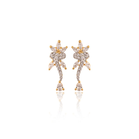 Gold Plated American Diamond CZ White Mangalsutra Set With Earring and Chain