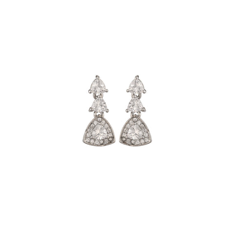 Silver Plated American Diamond CZ Drop Mangalsutra Set With Earring and Chain