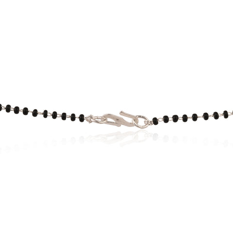 Silver Plated American Diamond CZ Drop Mangalsutra Set With Earring and Chain