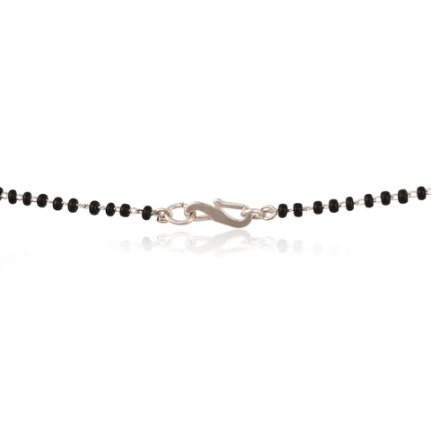 Silver Plated American Diamond CZ Long Drop Mangalsutra Set With Earring and Chain