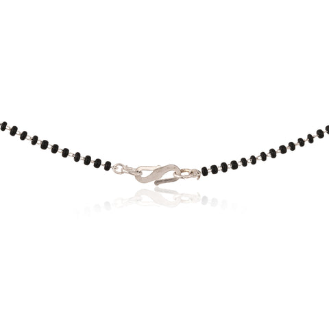 Silver Plated American Diamond CZ Baguette Drop Mangalsutra Set With Earring and Chain