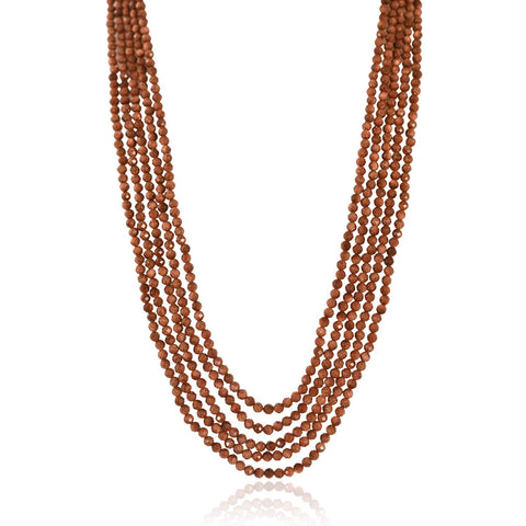 Semi-Precious American Onyx Brown Beads Necklace for Women