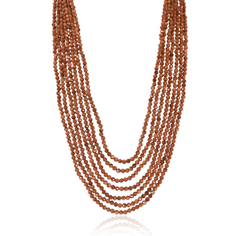 Semi-Precious American Onyx Brown Beads Necklace for Women