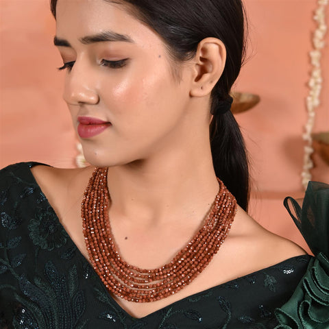 Semi-Precious American Onyx Brown Beads Necklace for Women
