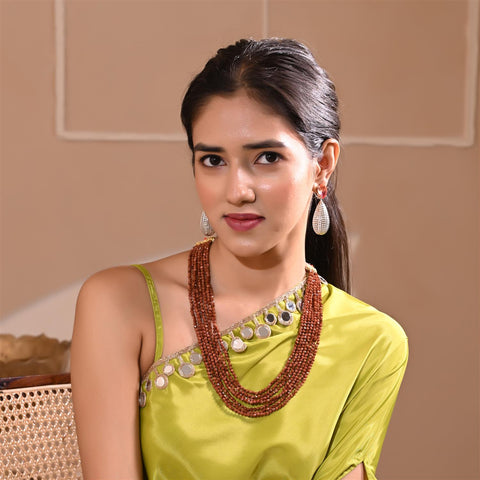 Semi-Precious American Onyx Brown Beads Necklace for Women