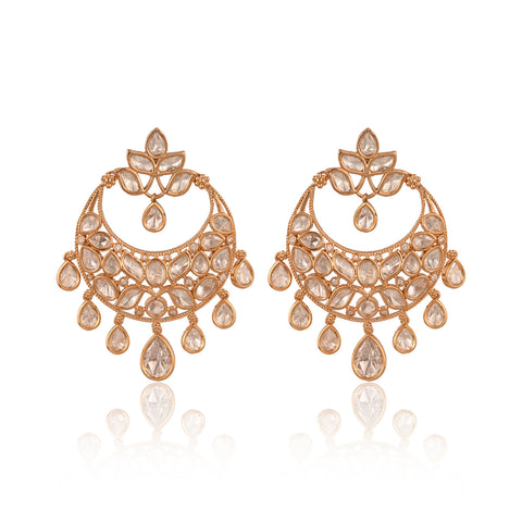 Stunning Real Kundan ChandBali Drop Earrings for Women