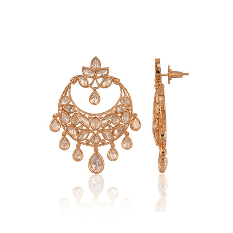 Stunning Real Kundan ChandBali Drop Earrings for Women