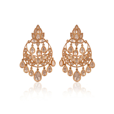 Stunning Real Kundan ChandBali Drop Earrings for Women